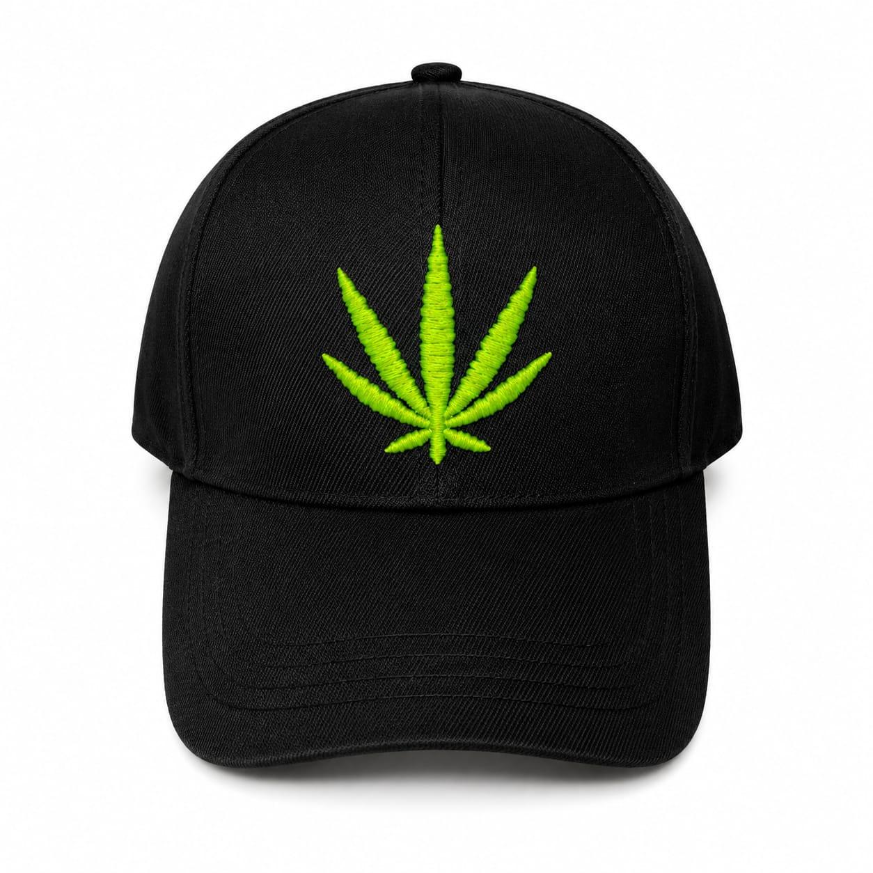 Embroidered_Green_Leaf_Cap_-_Black_zainab_market - Zainab Market 