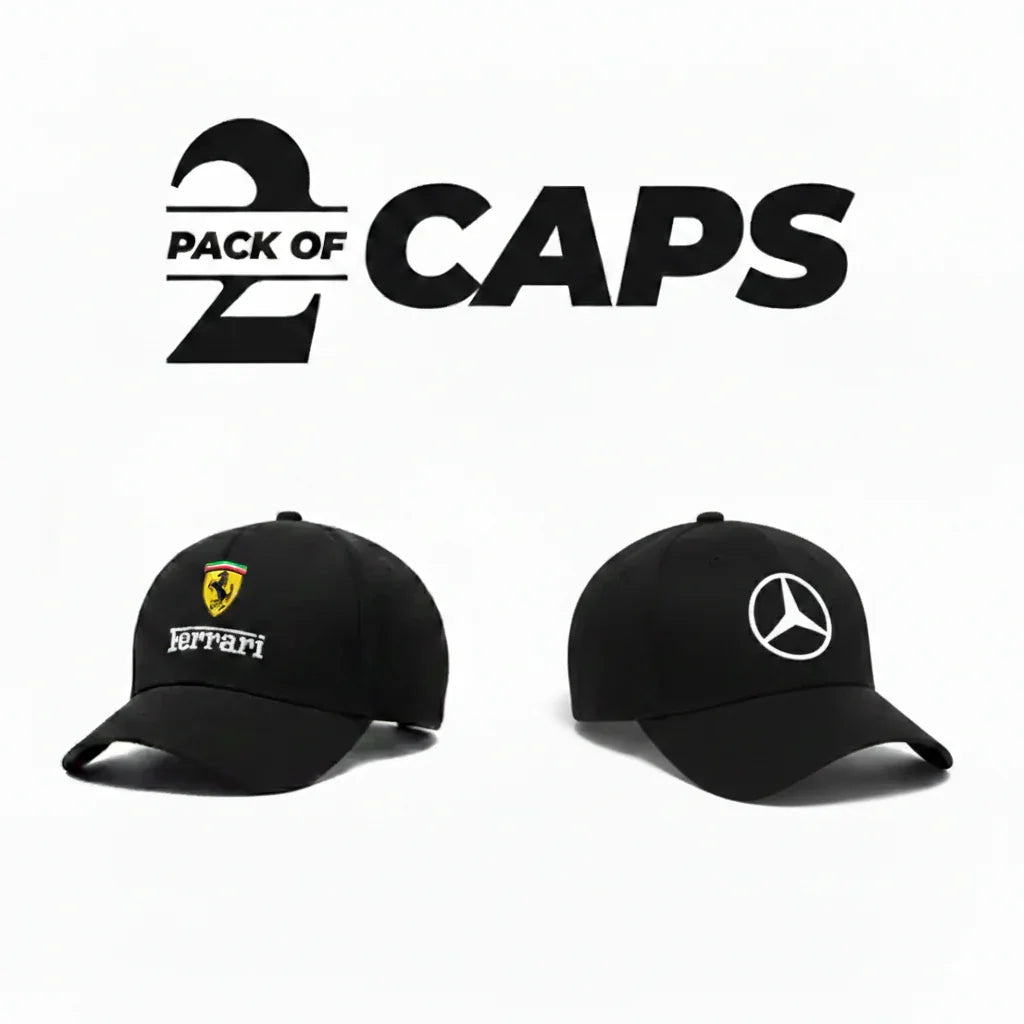 Ferrari and Mercedes Pack of 2 Cap - Zainab Market 