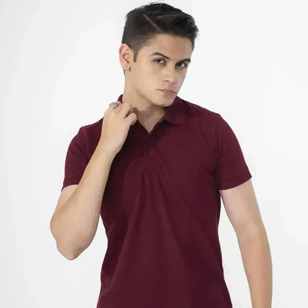 Polo Shirt - Plain Maroon - Zainab Market 