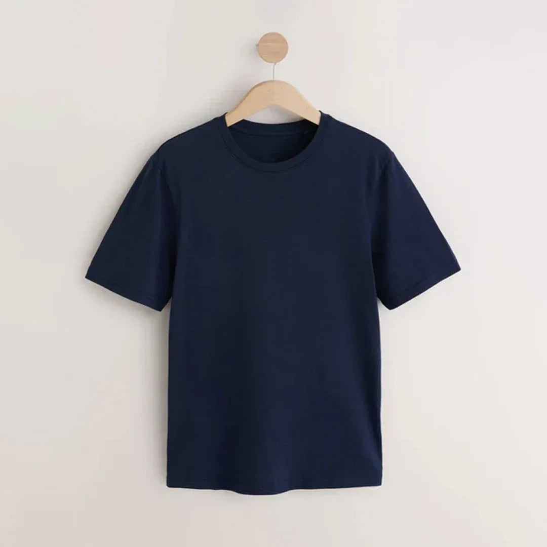 Cotton Round Neck Tee - Navy Blue - Zainab Market 