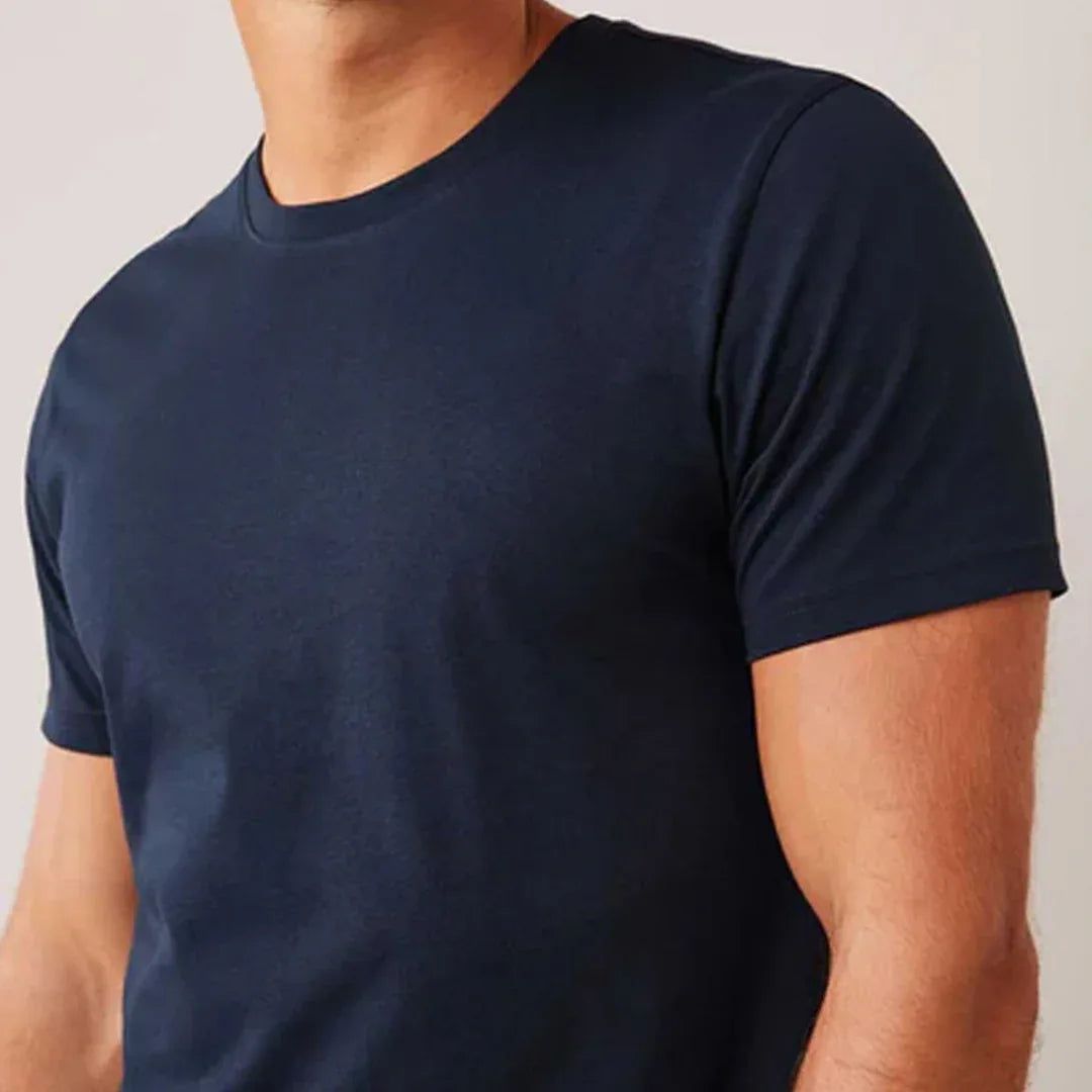Cotton Round Neck Tee - Navy Blue - Zainab Market 