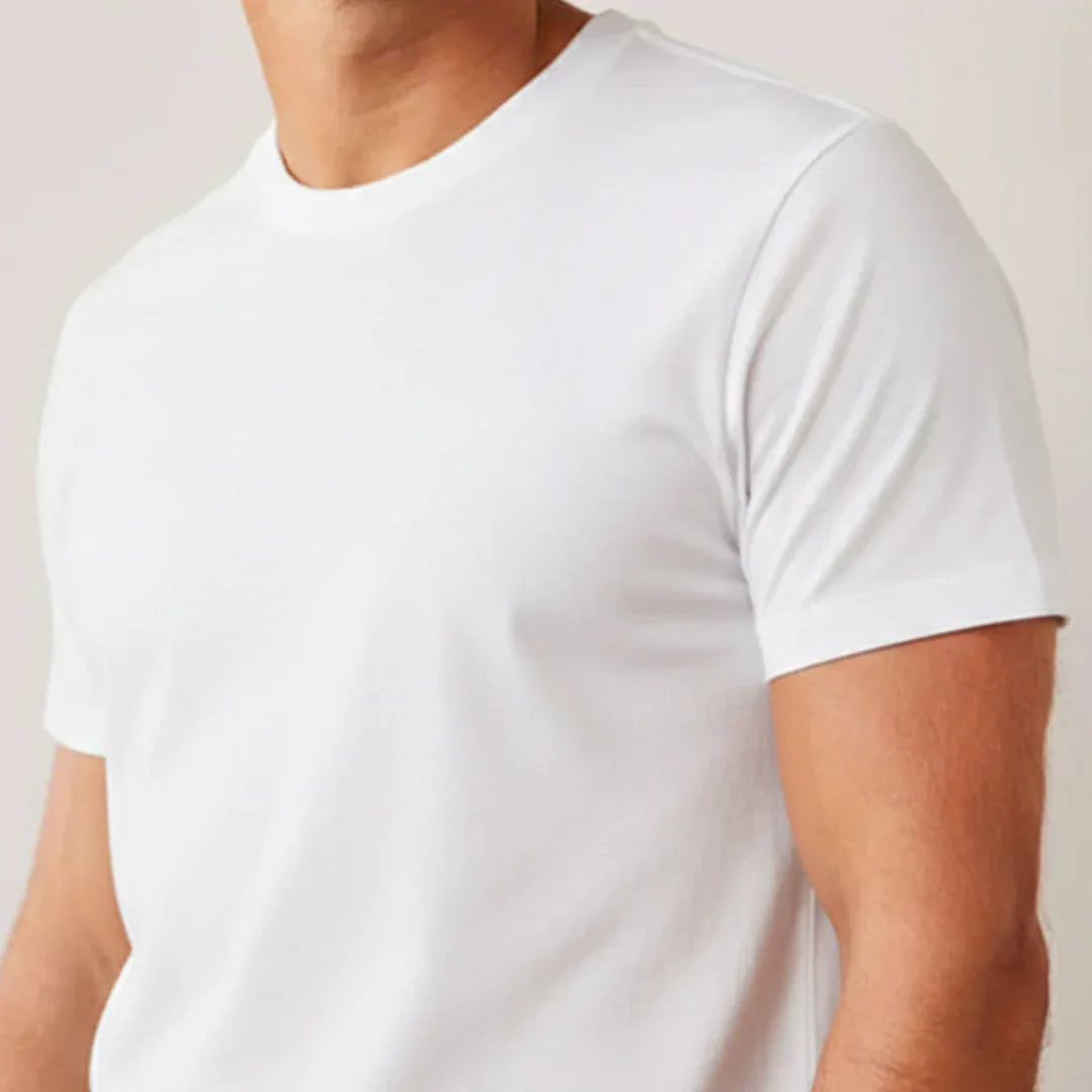 Cotton Round Neck Tee - White - Zainab Market 