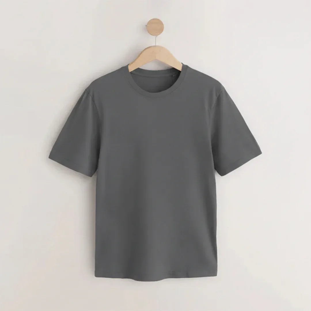 Cotton Round Neck Tee - Steel Gray - Zainab Market 