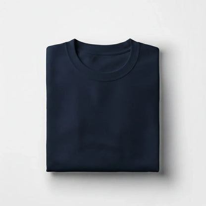 Cotton Round Neck Tee - Navy Blue - Zainab Market 