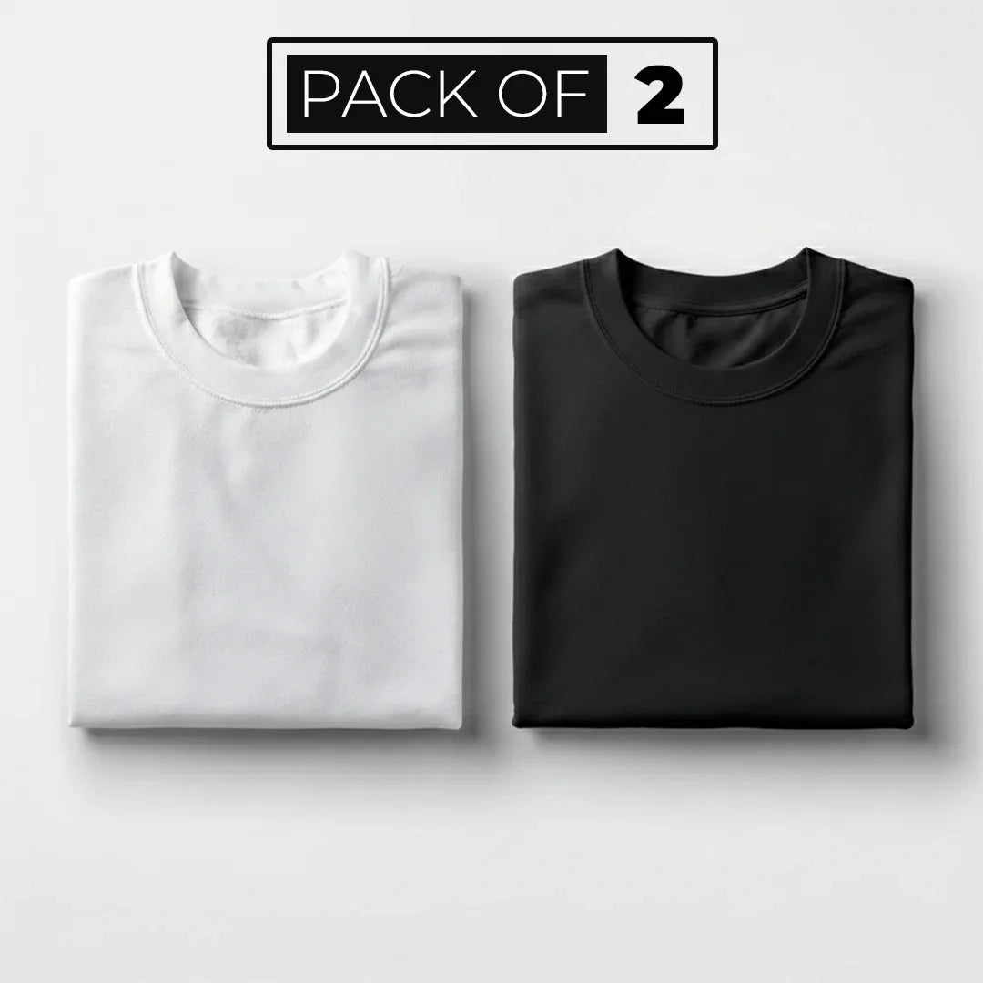 Pack of 2 - Cotton Round Neck Tees - Zainab Market 