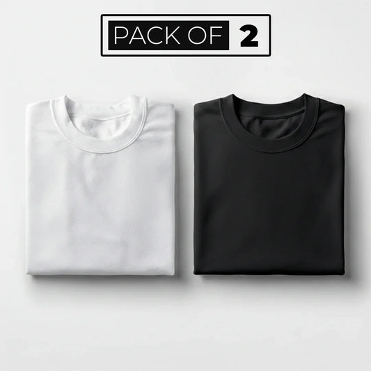 Pack of 2 - Cotton Round Neck Tees - Zainab Market 