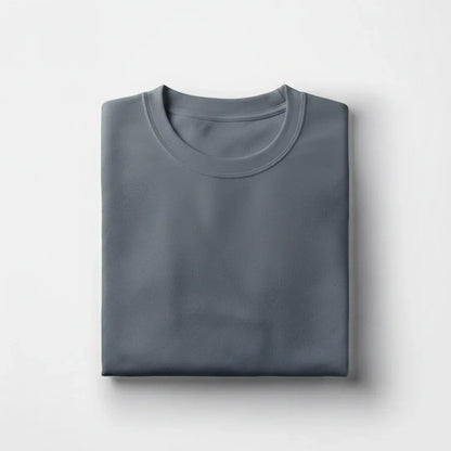 Cotton Round Neck Tee - Steel Gray - Zainab Market 