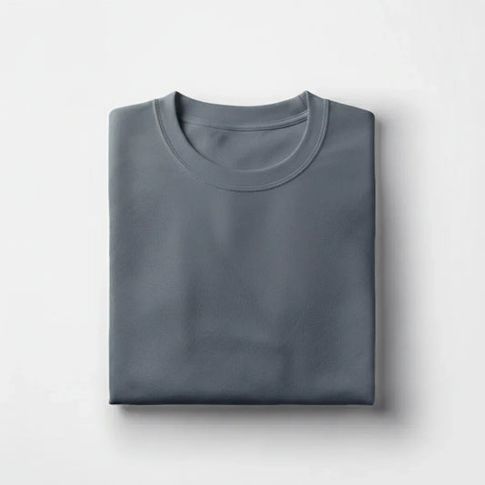 Cotton Round Neck Tee - Steel Gray - Zainab Market 