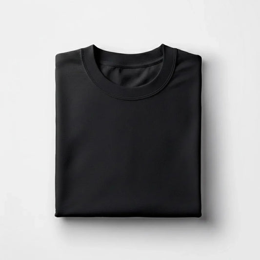 Cotton Round Neck Tee - Black - Zainab Market 