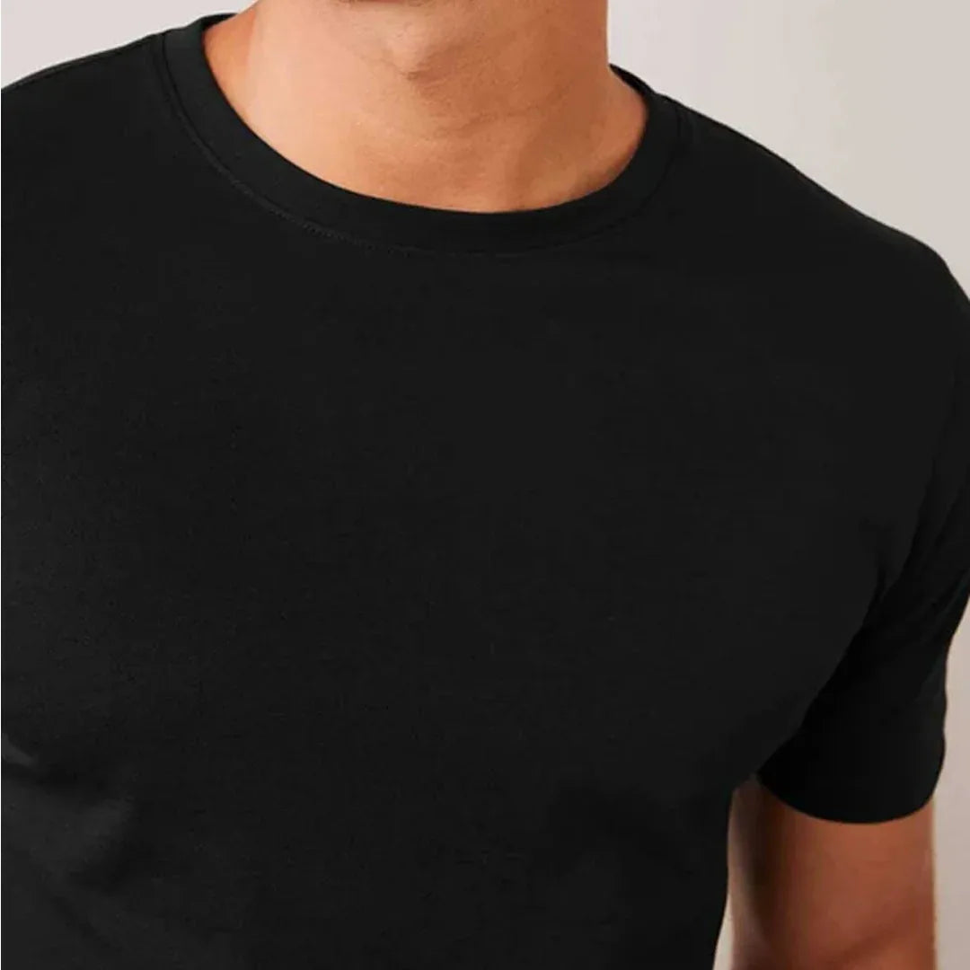 Cotton Round Neck Tee - Black - Zainab Market 